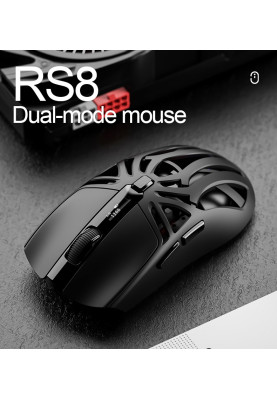 Миша бездротова SMAILWOLF RS8, Black, Bluetooth 5.1 / USB 2.4GHz / Type-C, оптична (сенсор E-Sports), 1200 - 10 000 dpi, RGB підсвічування, 6 кнопок, цифровий LCD екран