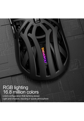 Миша бездротова SMAILWOLF RS8, Black, Bluetooth 5.1 / USB 2.4GHz / Type-C, оптична (сенсор E-Sports), 1200 - 10 000 dpi, RGB підсвічування, 6 кнопок, цифровий LCD екран