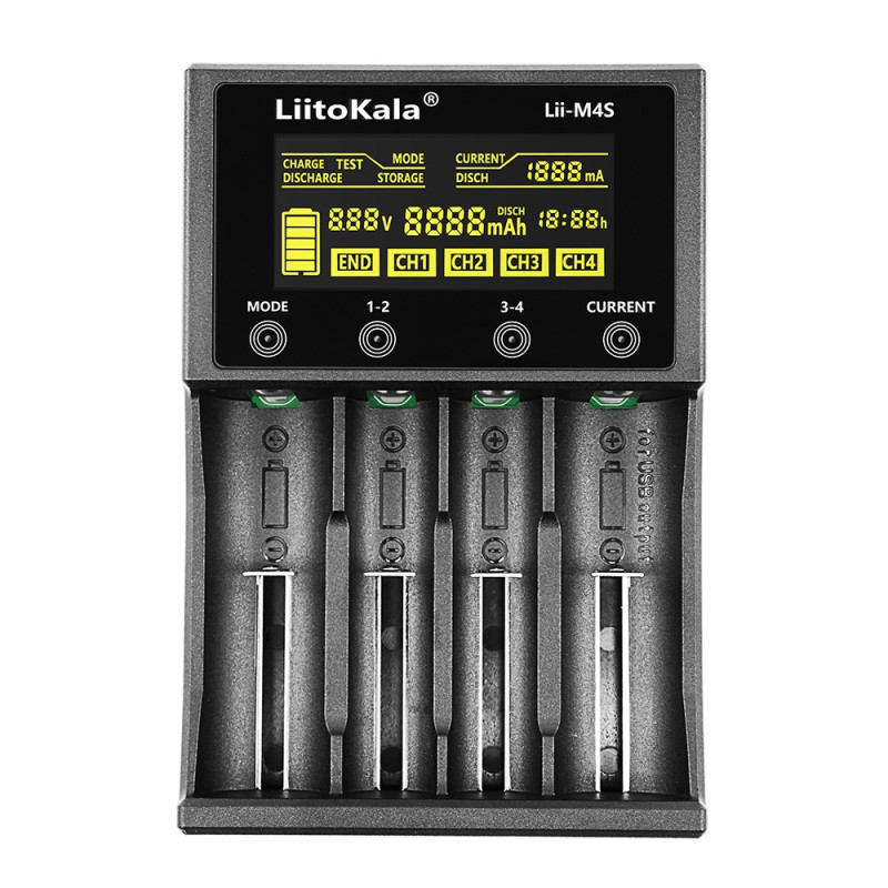 Зарядний пристрій LiitoKala Lii-M4S, Black, 4xAA/AAA/C Ni-MH/Ni-Cd, 26650/21700/26500/18650/1850 Li-Ion, живлення від USB