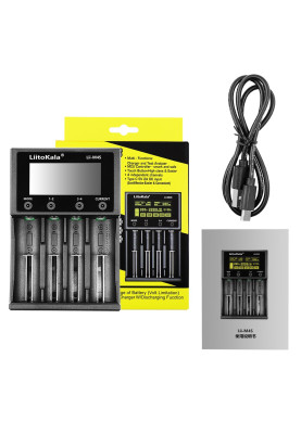 Зарядний пристрій LiitoKala Lii-M4S, Black, 4xAA/AAA/C Ni-MH/Ni-Cd, 26650/21700/26500/18650/1850 Li-Ion, живлення від USB