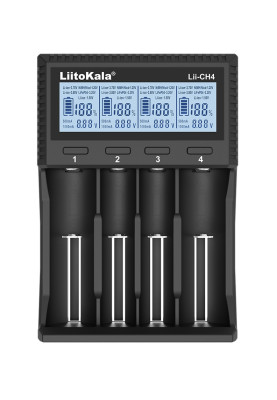 Зарядний пристрій LiitoKala Lii-CH4, Black, 4xAA/AAA/C Ni-MH/Ni-Cd, 21700/26650/18650/14500/10440 Li-Ion / LiFePO4, живлення від USB