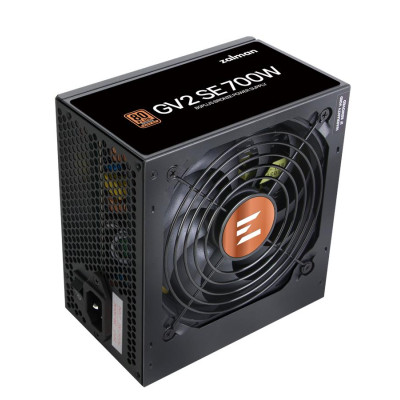 Блок живлення 700 Вт, Zalman GV2 SE, Black, 80+ Bronze, Active PFC, 12 см HDB, 4xMolex / 6xSATA / 4x6+2-pin / 2x4+4-pin / 1x20+4-pin, захист OCP/OTP/OPP/OVP/UVP/SCP, ATX V2.52 (ZM700-GV2SE)