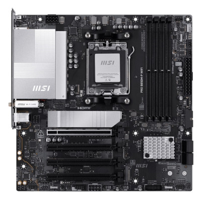 Материнська плата AM5 MSI PRO B850M-P WIFI, B850, 4xDDR5, Int.Video (CPU), 4xSATA3, 3xM.2, 1xPCI-E 5.0 x16, 3xPCI-E 3.0 x16, ALC897, Realtek 8126VB 5Gb, WiFi 7, Bluetooth 5.4, 9xUSB 3.2 / 8xUSB 2.0, HDMI/DP, Micro ATX