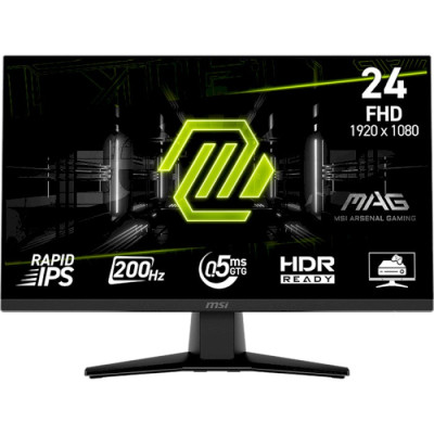 Монітор 23.8" MSI MAG 242F, Black, WLED, IPS, 1920x1080 (16:9), 0.5 мс, 200 Гц, 300 кд/м², 1000:1, 178 ° / 178 °, HDMI / DP, VESA 10