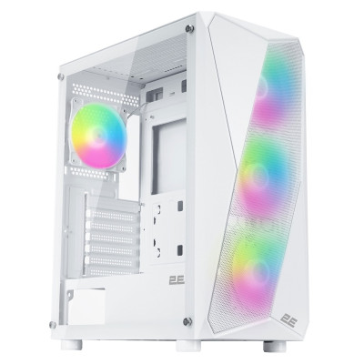 Корпус 2E Gaming Aruba (G3313W), White, без БЖ, Mid Tower, для ATX / Micro ATX / Mini ITX, 1xUSB 3.0 / 2xUSB 2.0, макс. CPU - 165 мм / VGA - 330 мм, 5x120 ARGB, бічна панель із загартованого скла (2E-G3313W)