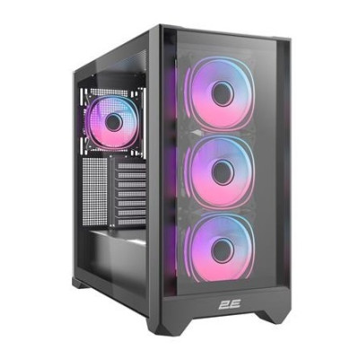 Корпус 2E Gaming Dominator Pro (G2302B), Black, без БЖ, Mid Tower, для ATX / Micro ATX / Mini ITX, 1xType-C / 2xUSB 3.0, макс. CPU - 165 мм / VGA - 380 мм, 4x120 ARGB, бічна панель із загартованого скла, RGB Hub з пультом ДК (2E-G2302B)