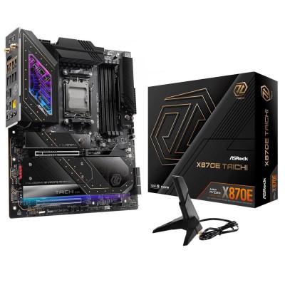 Материнська плата AM5 ASRock X870E Taichi, X870E, 4xDDR5, Int.Video (CPU), 6xSATA3, 4xM.2, 2xPCI-E 5.0 16x, ALC4082 + SABRE9219, RTL8126, WiFi 7, Bluetooth 5.4, 12xUSB3.2/6xUSB2.0, HDMI/3xType C, CrossFire, EATX
