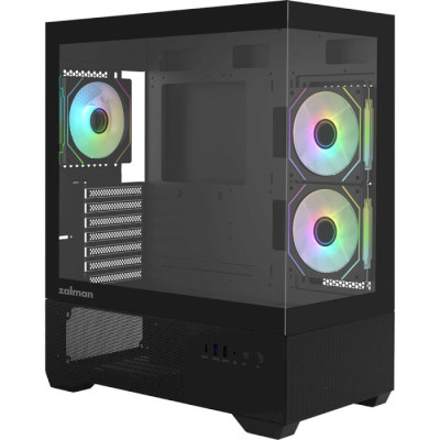 Корпус Zalman Chronix, Black, Mid Tower, без БЖ, для ATX / Micro ATX / Mini ITX, 1xType-C / 1xUSB 3.0 / 1xUSB 2.0, макс. CPU - 165 мм / VGA - 410 мм, 3x120 мм RGB (reversed), бічна панель із загартованого скла
