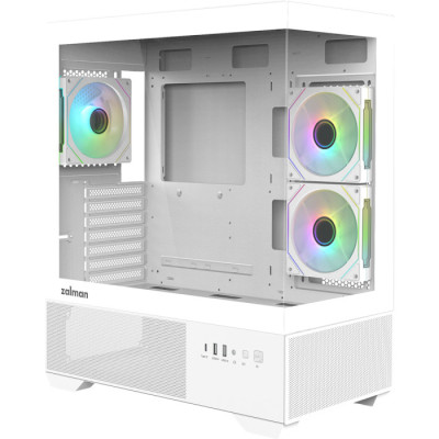 Корпус Zalman Chronix, White, Mid Tower, без БЖ, для ATX / Micro ATX / Mini ITX, 1xType-C / 1xUSB 3.0 / 1xUSB 2.0, макс. CPU - 165 мм / VGA - 410 мм, 3x120 мм RGB (reversed), бічна панель із загартованого скла