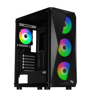 Корпус 2E Gaming Aruba (G3313B), Black, без БЖ, Mid Tower, для ATX / Micro ATX / Mini ITX, 1xUSB 3.0 / 2xUSB 2.0, макс. CPU - 165 мм / VGA - 330 мм, 5x120 ARGB, бічна панель із загартованого скла (2E-G3313B)