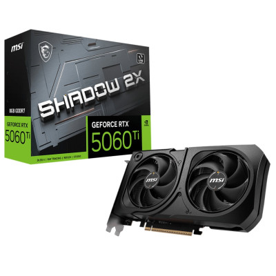 Відеокарта GeForce RTX 5060 Ti, MSI, SHADOW 2X PLUS, 8Gb GDDR7, 128-bit, HDMI/3xDP, 2587/28000 MHz, 8-pin (G506T-8S2P)