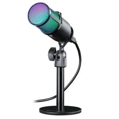 Мікрофон Defender Glow GMC 400, Black, USB, конденсаторний, RGB підсвічування, підставка, 1.3 м (64640)