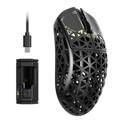 Миша бездротова Attack Shark R5 Ultra Carbon Fiber, Black, Bluetooth 5.2 / USB 2.4GHz / Type-C, оптична (сенсор PixArt PAW3950 Max), до 42 000 dpi, 50G, 750IPS, чіп Nordic 52840, 5 кнопок, перемикачі Omron, акумулятор, 39 г