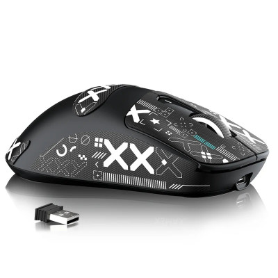Миша бездротова Attack Shark X3 Max, Black (Grip Tape), Bluetooth 5.2 / USB 2.4GHz / Type-C, оптична (сенсор PixArt PAW3950), до 42 000 dpi, 50G, 750IPS, 5 кнопок, перемикачі Omron, акумулятор, 49 г