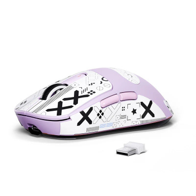 Миша бездротова Attack Shark X3, Purple (Tape), Bluetooth 5.2 / USB 2.4GHz / Type-C, оптична (сенсор PixArt PAW3395), до 26 000 dpi, 50G, 650IPS, 5 кнопок, перемикачі Kailh GM 8.0, акумулятор, 49 г