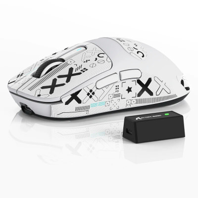 Миша бездротова Attack Shark X3 Pro, White (Tape), Bluetooth 5.2 / USB 2.4GHz / Type-C, оптична (сенсор PixArt PAW3395), до 26 000 dpi, 50G, 650IPS, 5 кнопок, перемикачі Kailh GM 8.0, акумулятор, 59 г