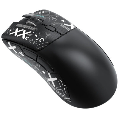Миша бездротова Attack Shark R1, Black (Tape), Bluetooth / USB 2.4GHz / Type-C, оптична (сенсор PixArt PAW3311), 800 - 18 000 dpi, 40G, 400 IPS, 6 кнопок, акумулятор 300 mAh, 59 г