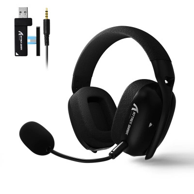 Навушники бездротові Attack Shark L80 Pro, Black, Bluetooth 5.3 / USB 2.4GHz / 3.5 мм, мікрофон, динаміки 40 мм, акумулятор 300 mAh