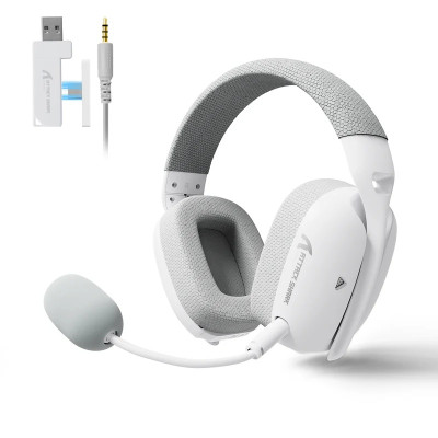 Навушники бездротові Attack Shark L80 Pro, White, Bluetooth 5.3 / USB 2.4GHz / 3.5 мм, мікрофон, динаміки 40 мм, акумулятор 300 mAh