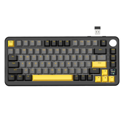 Клавіатура бездротова Attack Shark X85 Pro, Starry Black, Bluetooth 5.0 / 2.4GHz USB / Type-C, механічна (перемикачі Linear Blueberry), RGB підсвічування, 0.85" TFT дисплей, 81 кнопка, акумулятор 4000 mAh, EN/UA