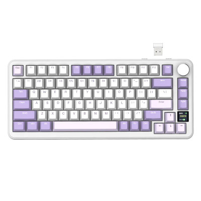 Клавіатура бездротова Attack Shark X85 Pro, Lavender, Bluetooth 5.0 / 2.4GHz USB / Type-C, механічна (перемикачі Linear Blueberry), RGB підсвічування, 0.85" TFT дисплей, 81 кнопка, акумулятор 4000 mAh, EN/UA