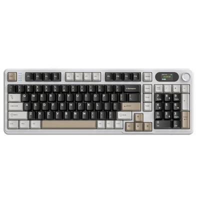 Клавіатура бездротова Attack Shark X98 Pro, Cheese White, Bluetooth 5.0 / 2.4GHz USB / Type-C, механічна (перемикачі Linear Blueberry), RGB підсвічування, 1.5" LCD дисплей, 99 кнопок, акумулятор 4000 mAh, EN/UA