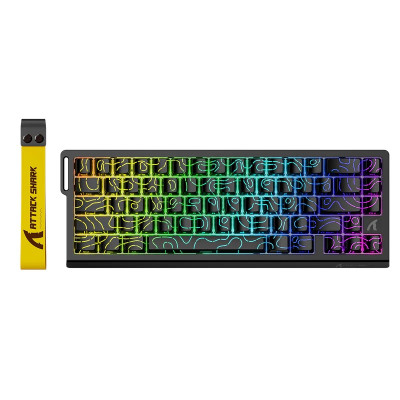 Клавіатура Attack Shark X68 HE, Black Contours, Type-C, механічна (магнітні перемикачі Linear), RGB підсвічування, частота опитування 8000 Гц, затримка 0.125 мс, 66 кнопок, акумулятор 4000 mAh, EN/UA