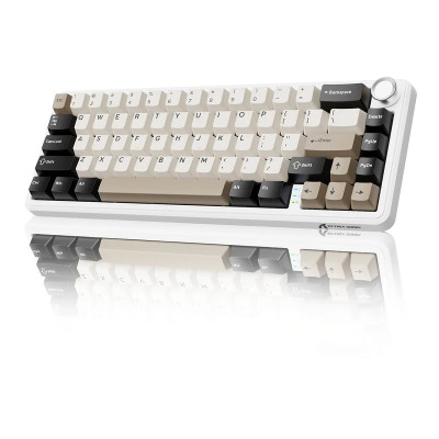 Клавіатура бездротова Attack Shark X66, White Cheese, Bluetooth 5.0 / 2.4GHz USB / Type-C, механічна (перемикачі Linear Strawberry), RGB підсвічування, 66 кнопок, акумулятор 3000 mAh, EN/UA