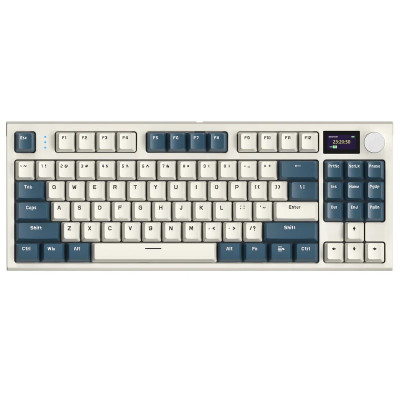 Клавіатура бездротова Attack Shark K86, Retro Blue, Bluetooth 5.0 / 2.4GHz USB / Type-C, механічна (перемикачі Linear Blue Whale), RGB підсвічування, 1.5" TFT дисплей, 86 кнопок, акумулятор 4000 mAh, EN/UA