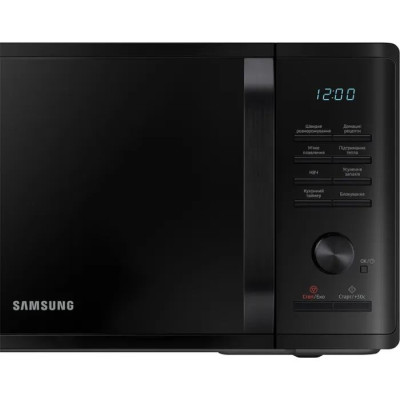 Мікрохвильова піч Samsung MS23K3515AK/UA, Black, 800W, 23л, 6 рівнів потужності, управління електронне, дисплей, відкриття дверцят ручкою, таймер, годинник
