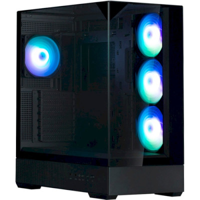 Корпус Zalman P40 Prism Plus, Black, Mid Tower, без БП, для ATX / Micro ATX / Mini ITX, 1xType-C / 2xUSB 3.0, макс. CPU - 165 мм / VGA - 420 мм, 1x120 мм ARGB, бічна, верхня та передня панелі із загартованого скла