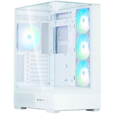 Корпус Zalman P40 Prism Plus, White, Mid Tower, без БЖ, для ATX / Micro ATX / Mini ITX, 1xType-C / 2xUSB 3.0, макс. CPU - 165 мм / VGA - 420 мм, 4x120 мм ARGB, бічна, верхня та передня панелі із загартованого скла
