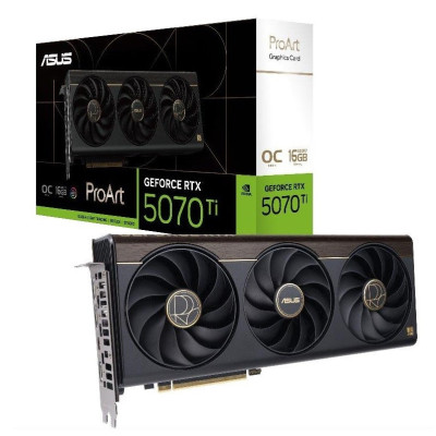 Відеокарта GeForce RTX 5070 Ti, ASUS, ProArt OC, 16Gb GDDR7, 256-bit, HDMI/2xDP/Type-C, 2610/28000 MHz, 16-pin (PROART-RTX5070TI-O16G)