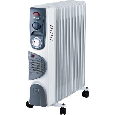 Обігрівач масляний Edler EDSH-77S11F, White, 2500 Вт, 11 секцій, 3 режими роботи 1000/1500/2500 Вт, плаща обігріву 25м.кв, терморегулятор, захист від перегріву, світловий індикатор роботи