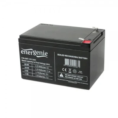 Акумуляторна батарея EnerGenie, 12V, 12 Агод, AGM, T2, 151x99x96 мм, 3.4 кг (BAT-12V12AH)