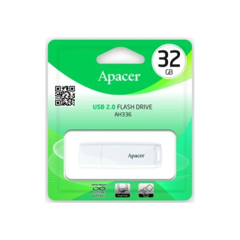 Флеш накопичувач USB 32Gb Apacer AH336, White, USB 2.0 (AP32GAH336W-1)