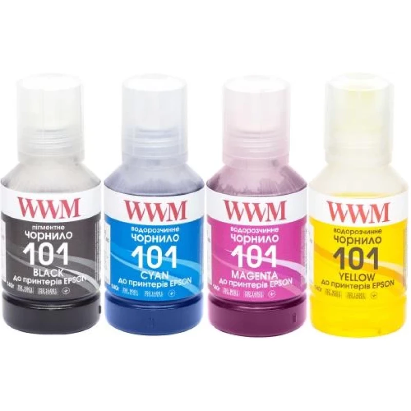 Комплект чорнил WWM Epson 101, L4150/L4160/L6160/L6170/L6190, BP/C/M/Y, 4x140 мл, пігментне / водорозчинні (E101SET4)