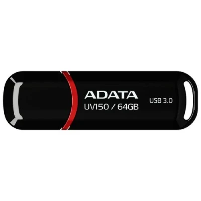 Флеш накопичувач USB 64Gb ADATA UV150, Black, USB 3.2 Gen 1, до 100 МБ/с (AUV150-64G-RBK)