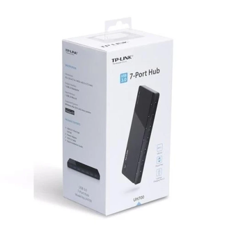 Хаб USB TP-Link UH700, Black, USB 3.0 - 7xUSB 3.0, блок живлення