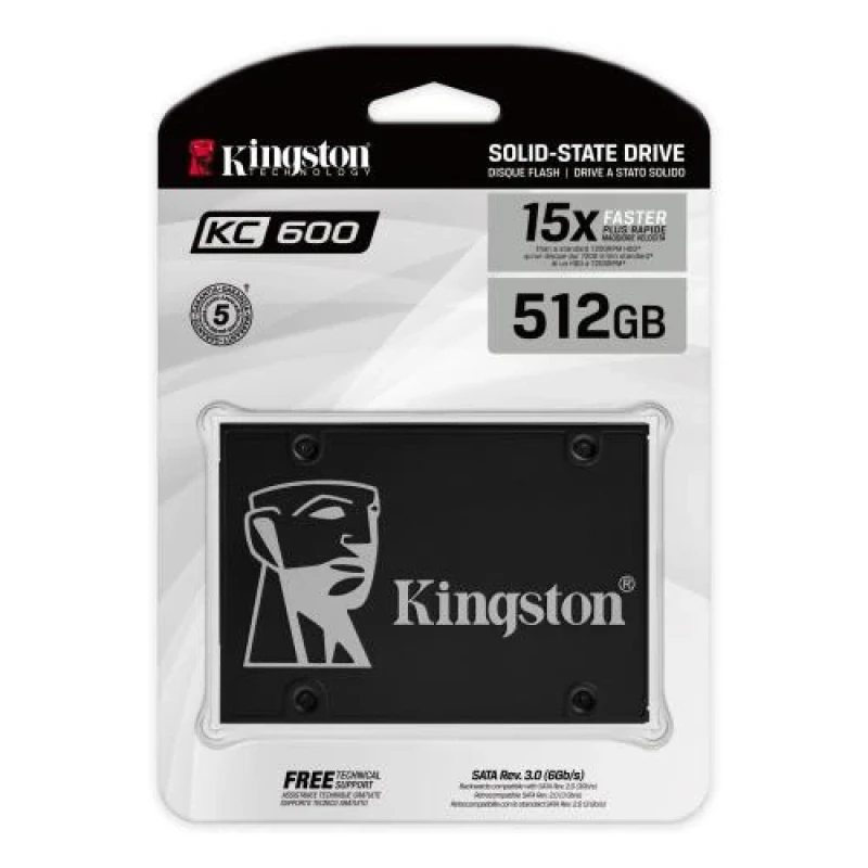 Твердотільний накопичувач SSD 512Gb, Kingston KC600, SATA3, 2.5", 3D TLC, 550/520 МБ/с (SKC600/512G)