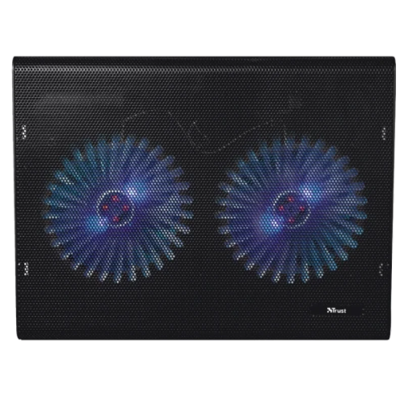 Підставка для ноутбука до 17" Trust Azul, Black, 2x12.5 см вентилятори, сітчасте металеве верхнє покриття, блакитне LED підсвічування, 360х280х50 мм, 640 г (20104)
