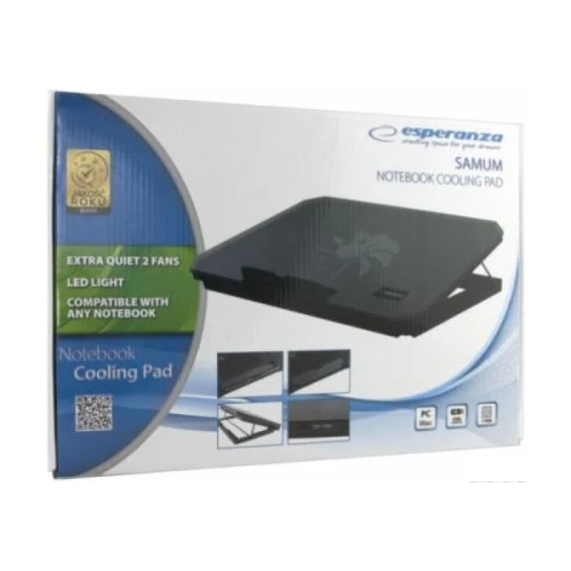 Підставка для ноутбука до 15.6" Esperanza EA141 Samum, пластик, 1хUSB, вентилятор, 365х265х30 мм, 998 г