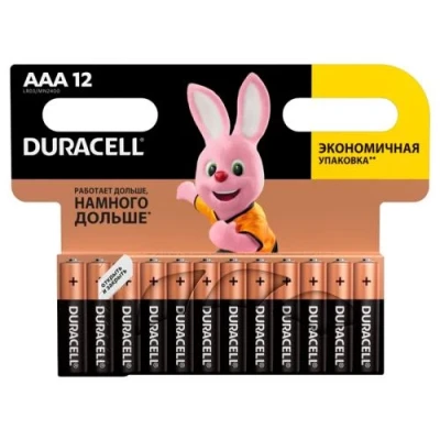 Батарейка AAA (LR03), лужна, Duracell Duralock Basic, 12 шт, 1.5V, (MN2400 12BL)