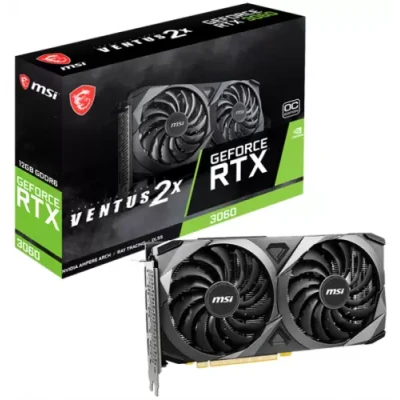 Відеокарта GeForce RTX 3060, MSI, VENTUS 2X OC, 12Gb GDDR6, 192-bit, HDMI/3xDP, 1807/15000 MHz, 8-pin (RTX 3060 VENTUS 2X 12G OC)