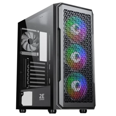 Корпус 2E Gaming HEXAGON (G338), Black, без БЖ, Mid Tower, для ATX / Micro ATX / Mini ITX, 3x120 ARGB Fan, бічна панель із загартованого скла (2E-G338)