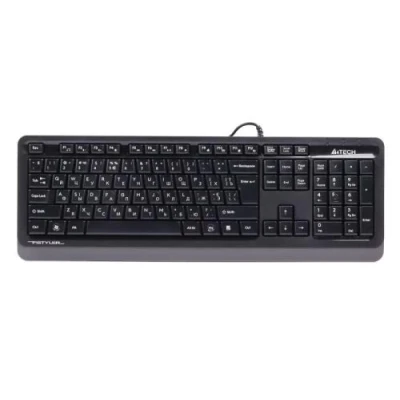 Клавіатура A4Tech FKS10 "Fstyler", Black/Grey, USB, кнопки Natural_A Shape, 12 мультимедійних кнопок, захист від бризок, 1.5 м, UA/RU/US