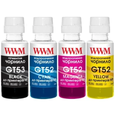 Комплект чорнил WWM HP GT52/GT53, 4x100 мл (GT53SET)