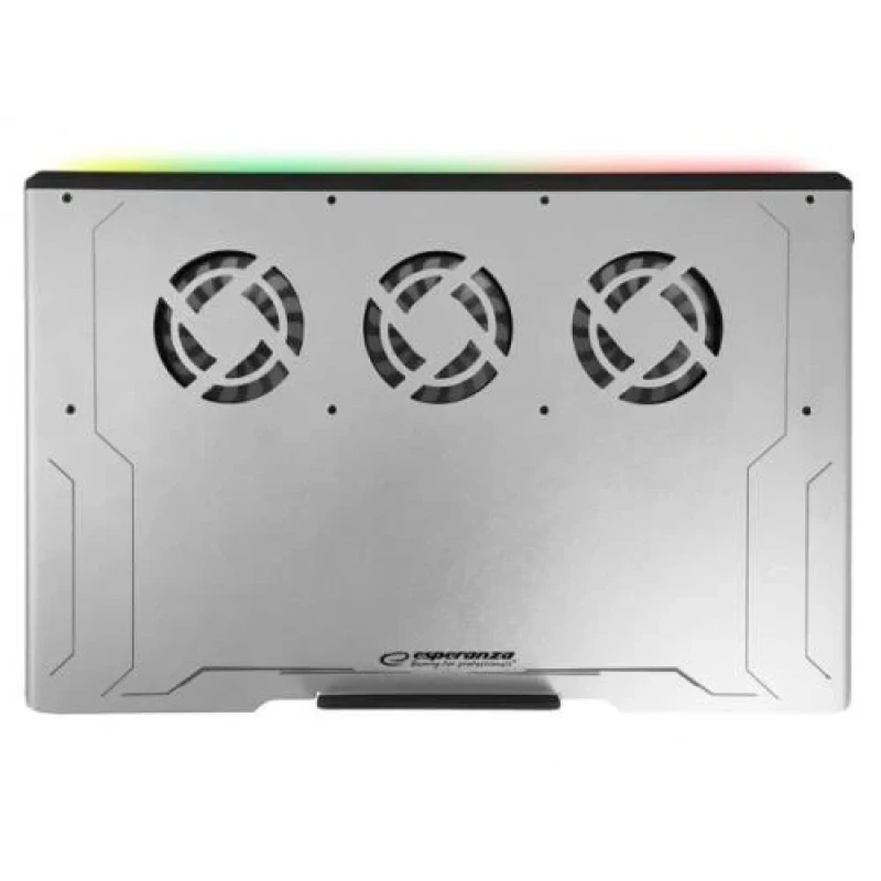 Підставка для ноутбука до 17" Esperanza "Boreas", Grey, 3x8 см вентилятори (20-26 dB, 2200-2500 rpm), 8 режимів RGB підсвічування, 2xUSB, 420x270x30 мм (EGC108)