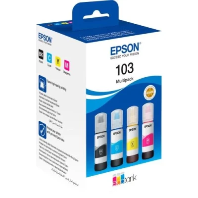 Комплект чорнила Epson 103, Black / Cyan / Magenta / Yellow, для L1110/L3100/L3101/L3110/L3150/L3151/L3156/L3160/L3260/L3266/L5190/L5290, 4x65 мл (C13T00S64A)