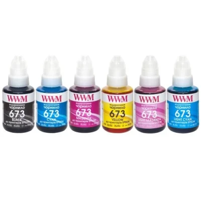 Комплект чорнил WWM Epson L800/L805/L810/L850/L1800, 6x140 мл, водорозчинні (E673SET6)